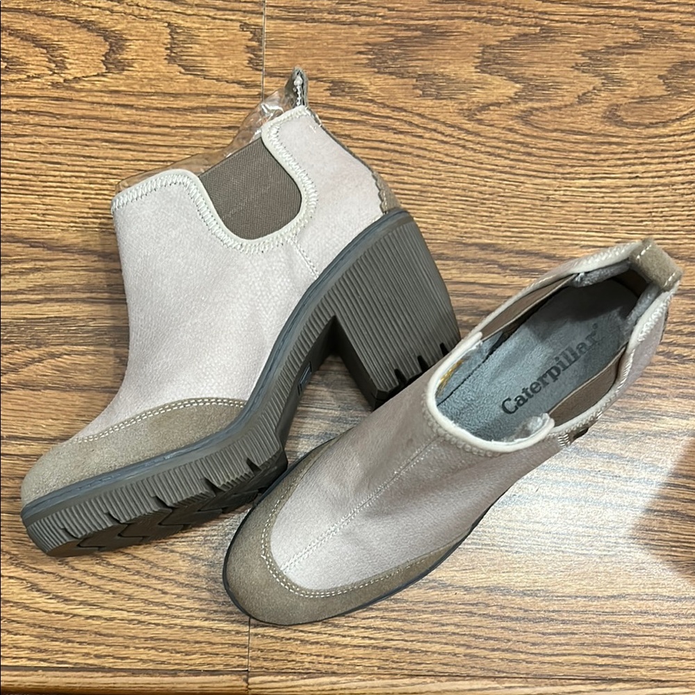Caterpillar Tan Ankle Boots with Durable Sole